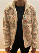 Vintage Crochet Knit Jacket Kat Man Doc Pastel Kawaii
