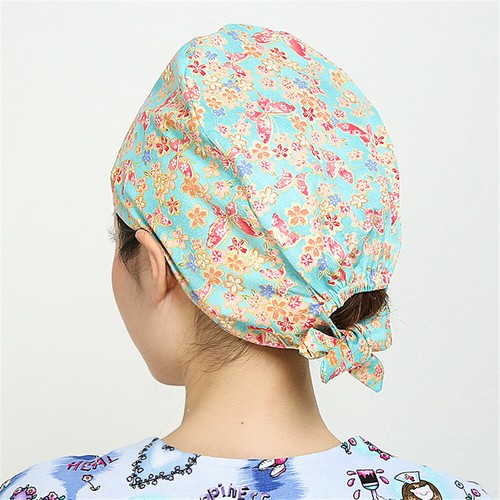 Womens/Mens Florals Printed Cap Scrub Hat/Cap Head Wear Adjustable Accessories - Picture 581 of 660