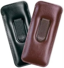 Half Clip Faux Leather Eyeglass Case Soft with Clip, Felt Lining, Slim Slip-In
