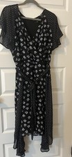 Lane Bryant Womens Black Floral Waist Belted A-Line Dress Plus Size 18