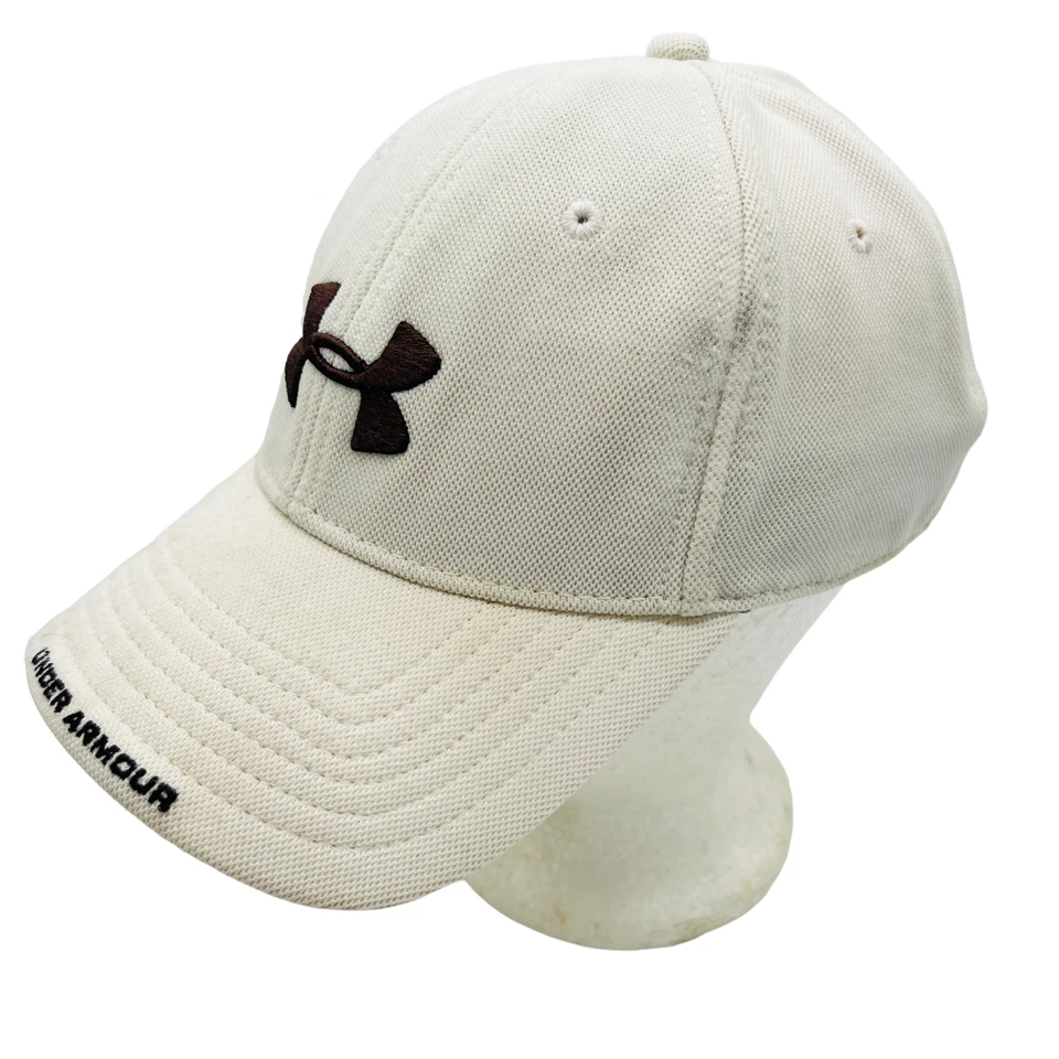 Gorra de lona Under Armour para hombre elástica de 4 vías blanca marrón talla mediana grande Foto 2 de 4