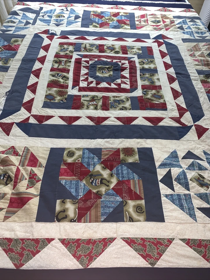 "Cortador Western Southwestern retazos acolchado defectuoso 87x88"" algodón" Foto 2 de 4