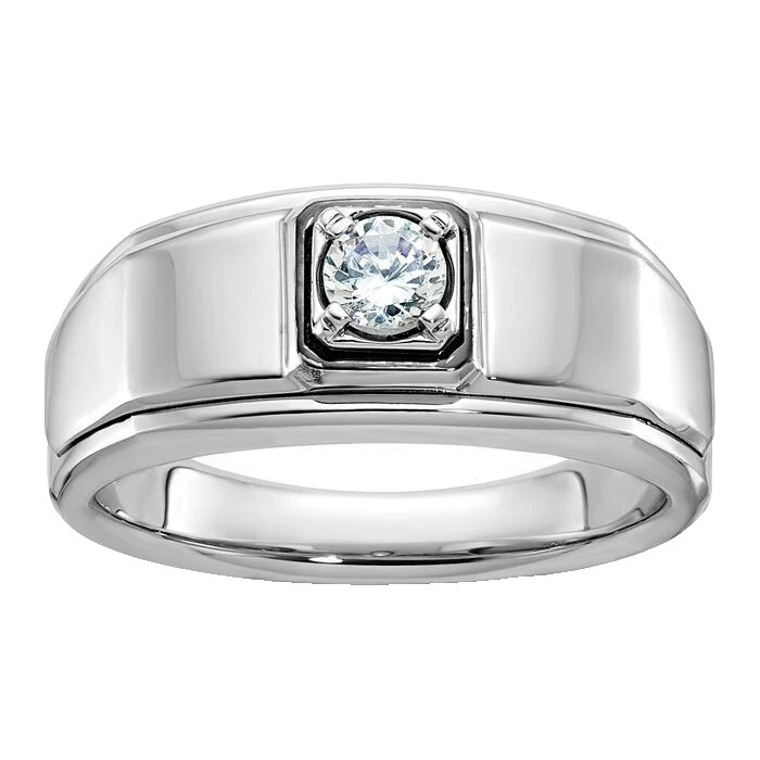 10k White Gold Band Rings for Men