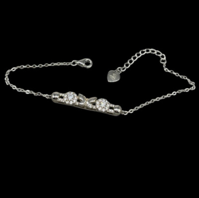Damen Armband 925 Silber Kette mit Brillanten Schmetterling verstellbar
