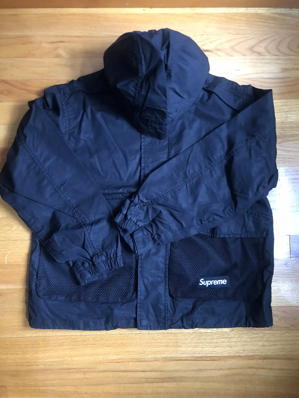 Auth. Veste de poche en maille Supreme Cargo S 2021 SS21 coupe vent Light Coach noir