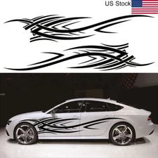 2pcs Black Fire Flame Graphics Sticker For Car Body Side Door Fender Vinyl Decal