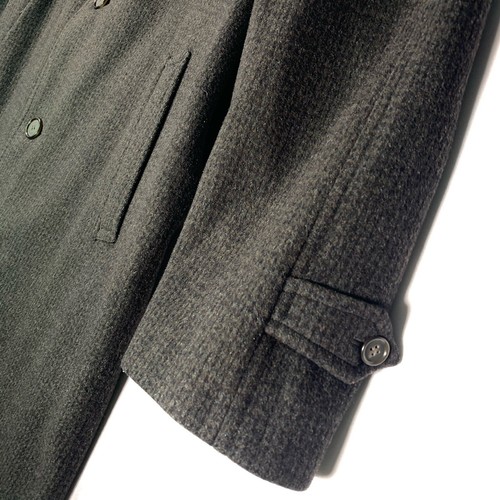 Vintage 60s Sandy Loom McLeod Bros Wool Coat Mens XL Charcoal Check Trench Coat - Picture 9 of 11