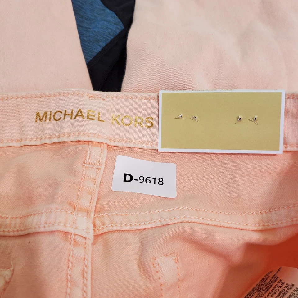 Pantalones Michael Kors Mujer 4 Coral Polvoriento Denim Ajustados Recortados 22" Entrepierna LEER Foto 4 de 4