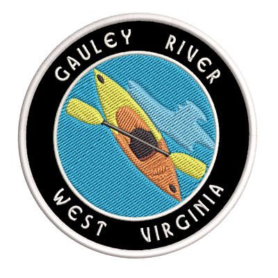 Gauley River, West Virginia Kayak Patch Embroidered Iron-On Applique Rafting