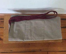Khaki Maroon Cafe Bistro Chef Kitchen Restaurant Uniform Poly Cotton Waist Apron