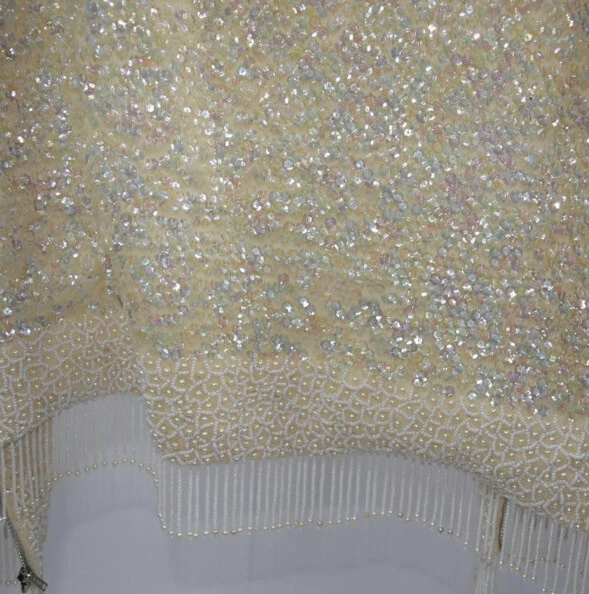 Cardigã vintage anos 50 suéter frisado lantejoulas cashmere angorá zíper Hong Kong O - Imagem 4 de 4