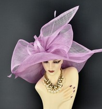 M23157 Lilac Kentucky Derby Church Wedding Wide Brim Sinamay Dress Hat
