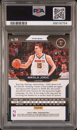 2020 Panini Prizm #114 Nikola Jokic Purple Wave PSA 8 - Picture 2 of 2