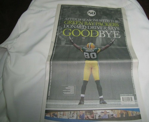 "Donald Driver Retires" 02-06-13 Green Bay Press Gazette Collector's Item - Picture 3 of 10