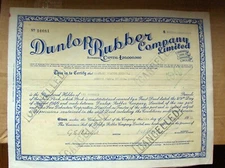 £600 bond Dunlop Rubber Comp. Ltd, back with attached document + stamps England