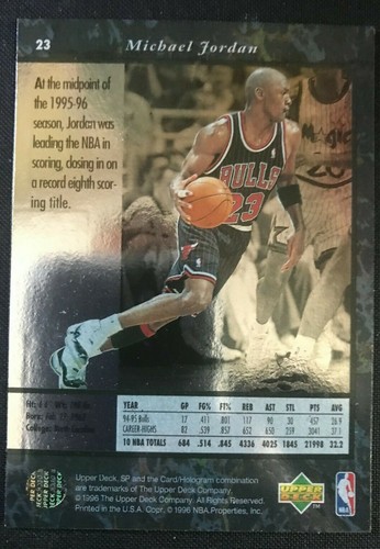 95-96 UD SP MICHAEL JORDAN CARD #23 - Picture 2 of 2