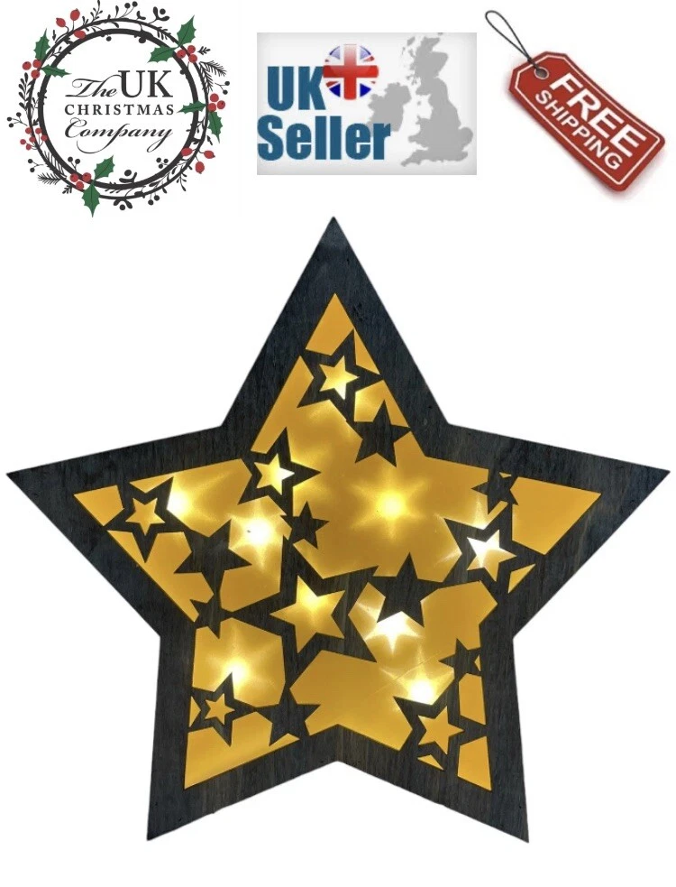 Large wooden on sale light up star