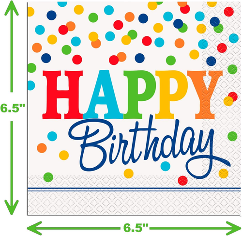 32 Piece Polka Dot Themed Birthday Party Paper Plates and Napkins Luncheon Size - Picture 5 of 7