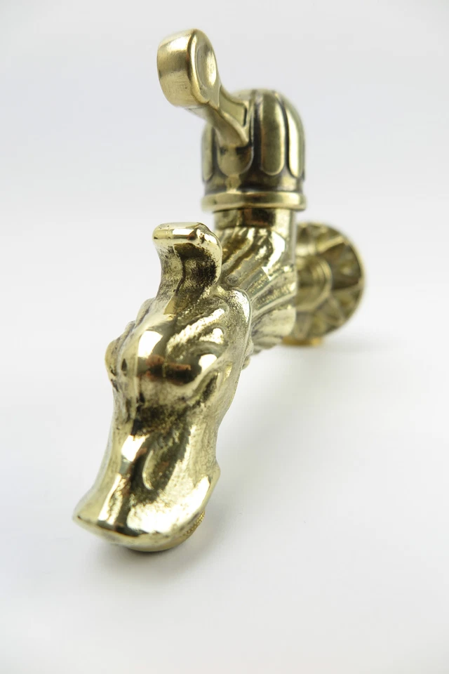 Robinet Laiton Antique Art Nouveau Dragon Tête Gargouille Jardin - Photo 2/4