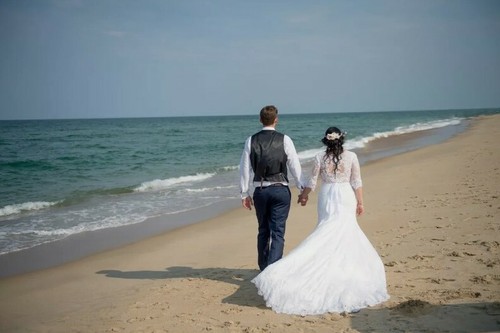 Maggie sottero wedding dress long sleeve Lace crystal bridal gown Custom 12-14 - Picture 2 of 7