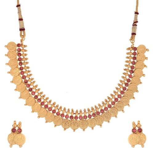 Women Bangles Necklace Earring Jewelry Set Gold Plated Pearl Studded For Girls - Picture 22 of 35