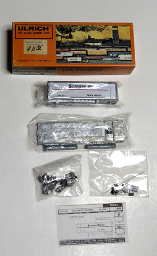 ULRICH 931-1703UNDECORATED DIECAS TTOFC FLAT CAR W/SOUTHERN PACIFIC TRAILER L550