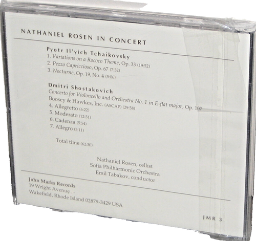 JOHN MARKS CD JMR-3: Tchaikovsky, Shostakovich - Rosen, cello - 1994 USA OOP NEW - Picture 2 of 2