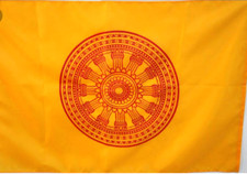 2pcs Dhammachakra Fabric Flag Bhuddism Sign Thai Traditional Buddhist 60x90cm