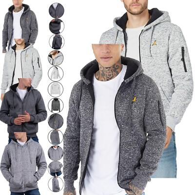 Brave Soul Mens Sherpa Fleece Fur Lined Borg Hoodie Winter Hooded Padded  Jacket UK