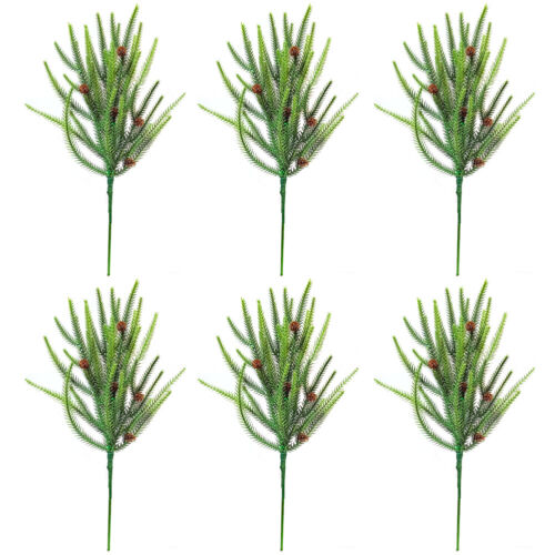 6Pcs Faux Pine Leaves 45cm Artificial Cedar Branches for Xmas Tree DIY Ornament - Picture 3 of 15