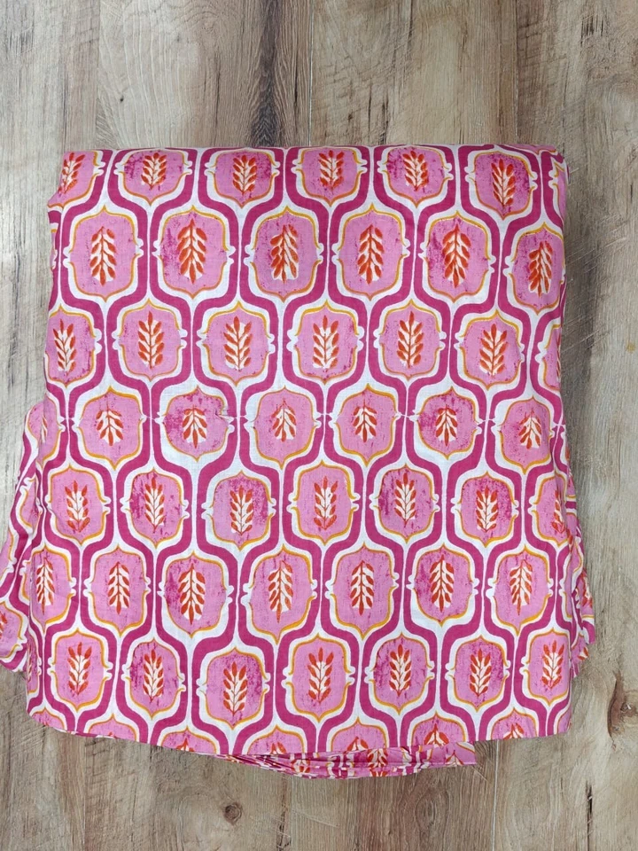 25 Yard Indian Cotton Handmade Print Fabric Sanganeri Hand Block Printed Fabric - Image 2 of 3