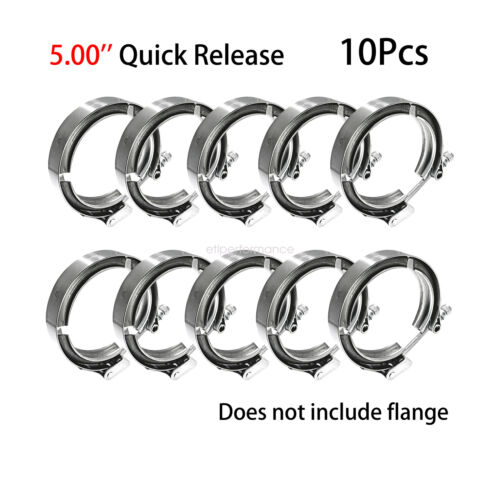 10Pcs 5.00'' V Band Clamp Stainless Steel T304 For Turbo Downpipe Exhaust Pipe