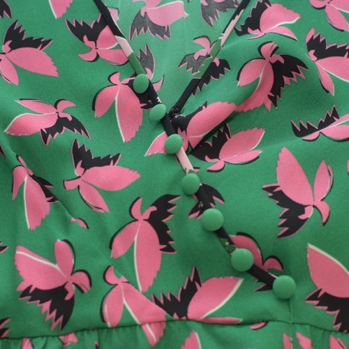 Vestido DVF Diane Von Furstenberg Glamazon Verde Rosa Floral Hasta la pantorrilla talla 10 - Imagen 6 de 8