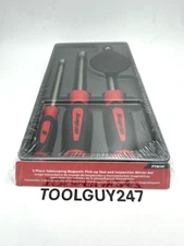 SNAP ON TOOLS USA NEW RED 3pc Soft Grip Magnetic Pickup Tool & Mirror Set PTM30+