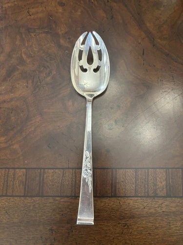 Reed & Barton Classic Rose Sterling Silver Pierced Serving Spoon Floral 925