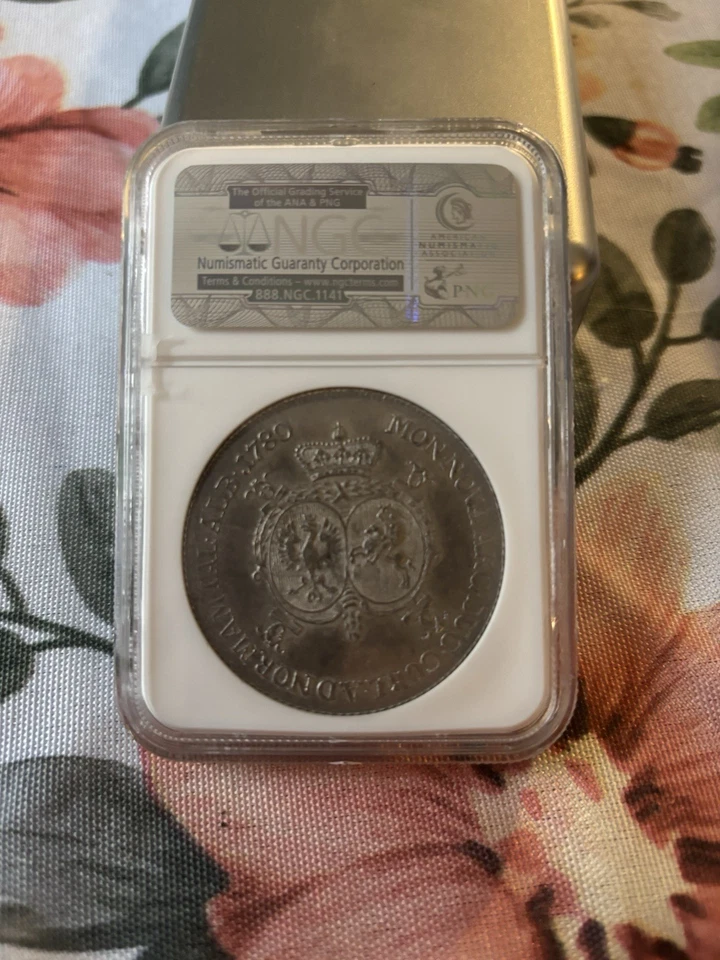 Moneda rara Polonia Taler Courland DAV-1624 AU50 1780 certificada NGC Foto 2 de 2