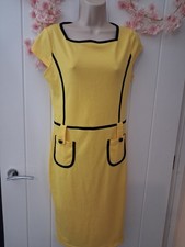 BNWT bright yellow & black square neck capped sleeve dress size L