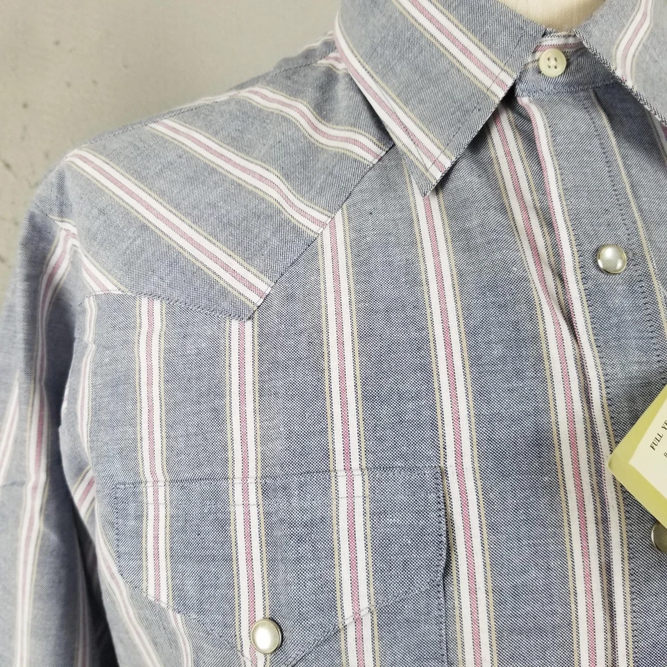 Camisa Ely Cattleman Para Hombres 16.5 33 Western Pearl Snap Manga Larga Vestido a Rayas Foto 4 de 4