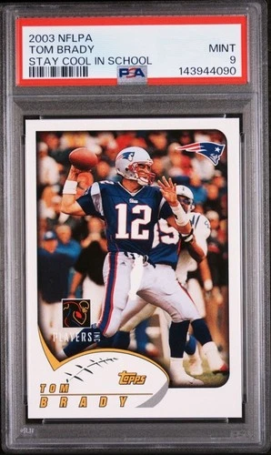 TOM BRADY 2003 TOPPS NFLPA STAY COOL IN SCHOOL NEW ENGLAND PATRIOTS GRADED PSA 9