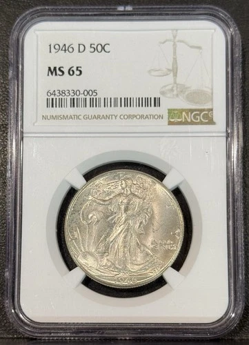 1946-D Walking Liberty Half Dollar NGC MS65 Great Eye Appeal Strong Strike