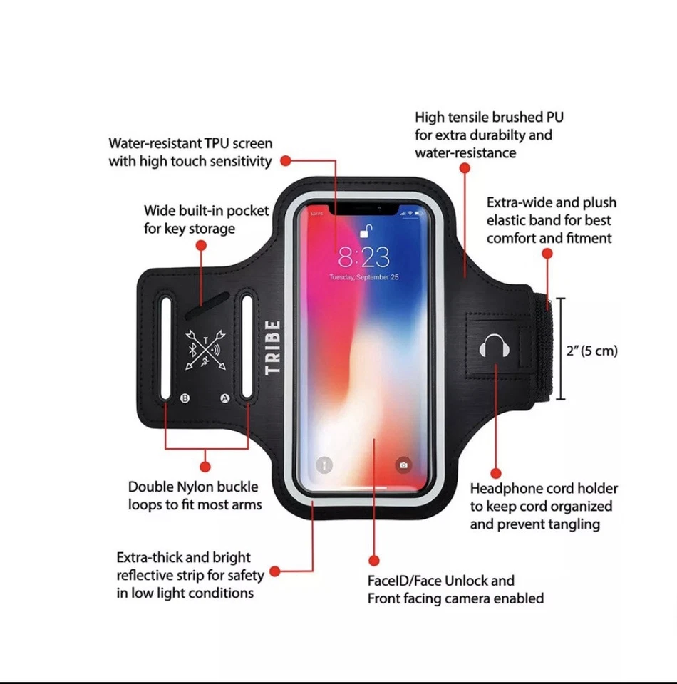 Tribe Black Fitness AB37 Premium Sports Armband For Running iPhone 8,7,6s, 6 - Image 3 of 4