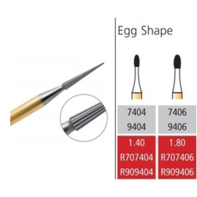 12 Flute Egg Shaped Trimming Finishing Bur FG Multiple Sizes 5 Pk