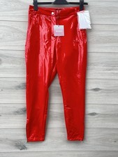Missguided red ankle grazer vinyl skinny trousers UK size 10 new