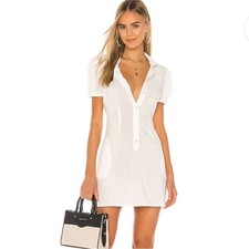 We Wore What Revolve Elle Buttoned Placket Lightweight Mini Dress White M