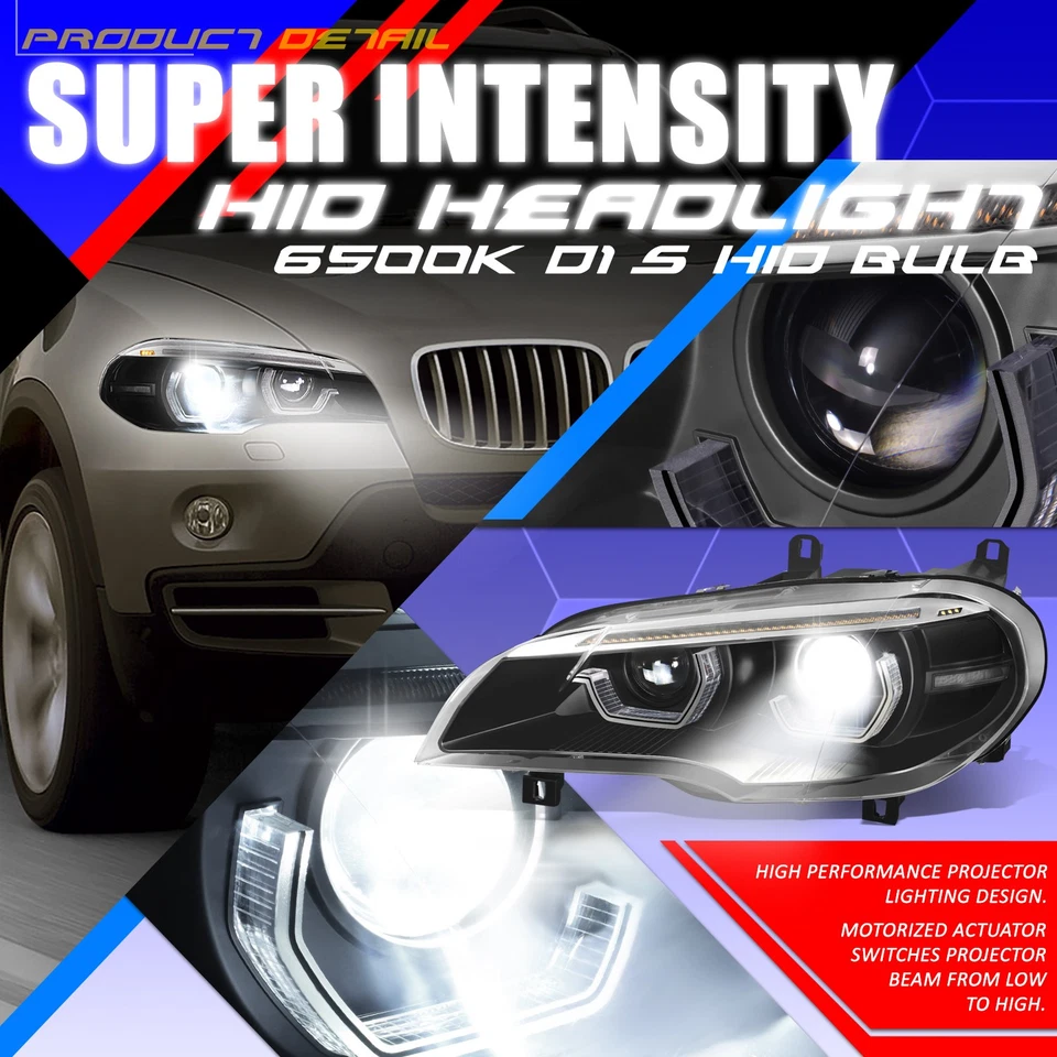Faros secuenciales proyectores lentes transparentes carcasa negra BMW X5 2007-2010 Foto 3 de 4