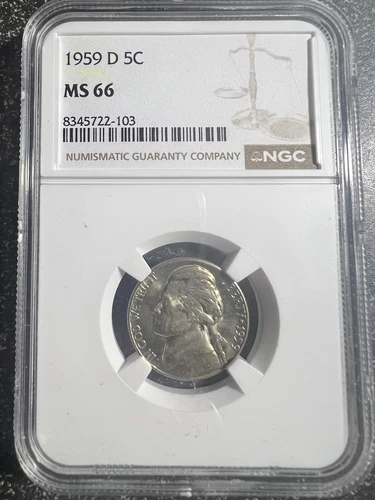 1959 D Jefferson Nickel - NGC MS66.