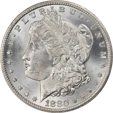 1880-CC GSA Morgan Silver Dollar NGC MS63 Blast White Nice Strike