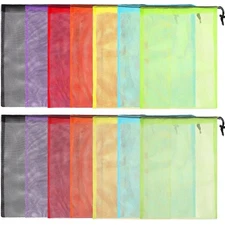 20PCS Mesh Bags: Nylon Mesh Drawstring Bags, 13"X15.5", Black, Navy Blue, Gre...