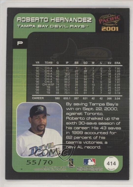 2001 Pacific Hobby LTD /70 Roberto Hernandez #414 - Image 2 of 2