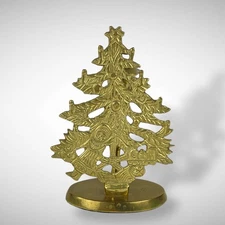 Brass Christmas Tree Candle Holder Midcentury Vintage Holiday Mantel Decor